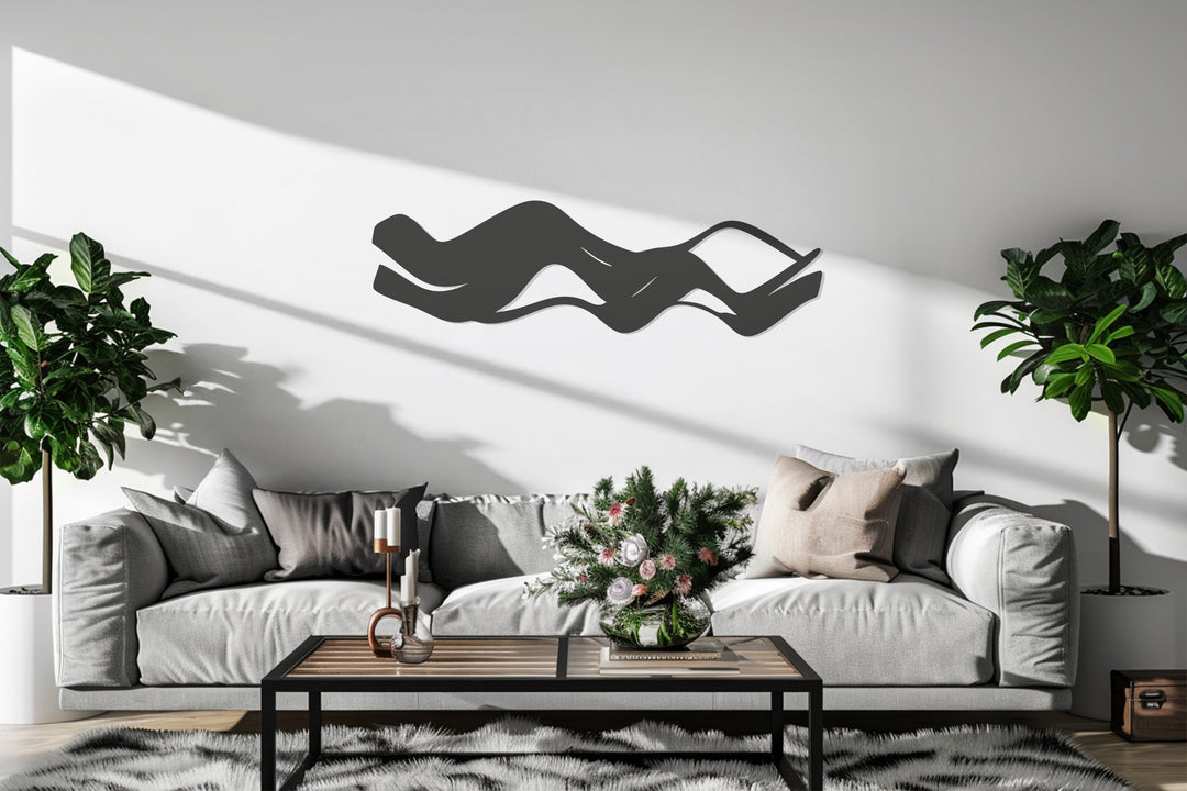 Abstract Waves Metal Wall Art – Modern Minimalist Black Wall Decor