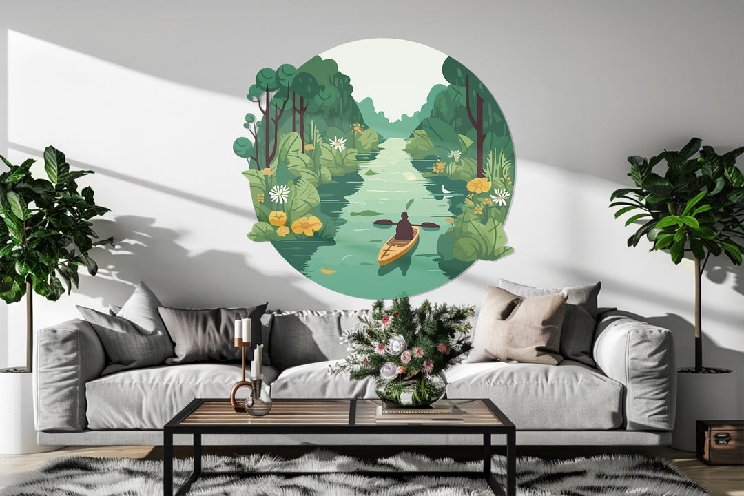 Serene waterway metal artwork for calm interiors