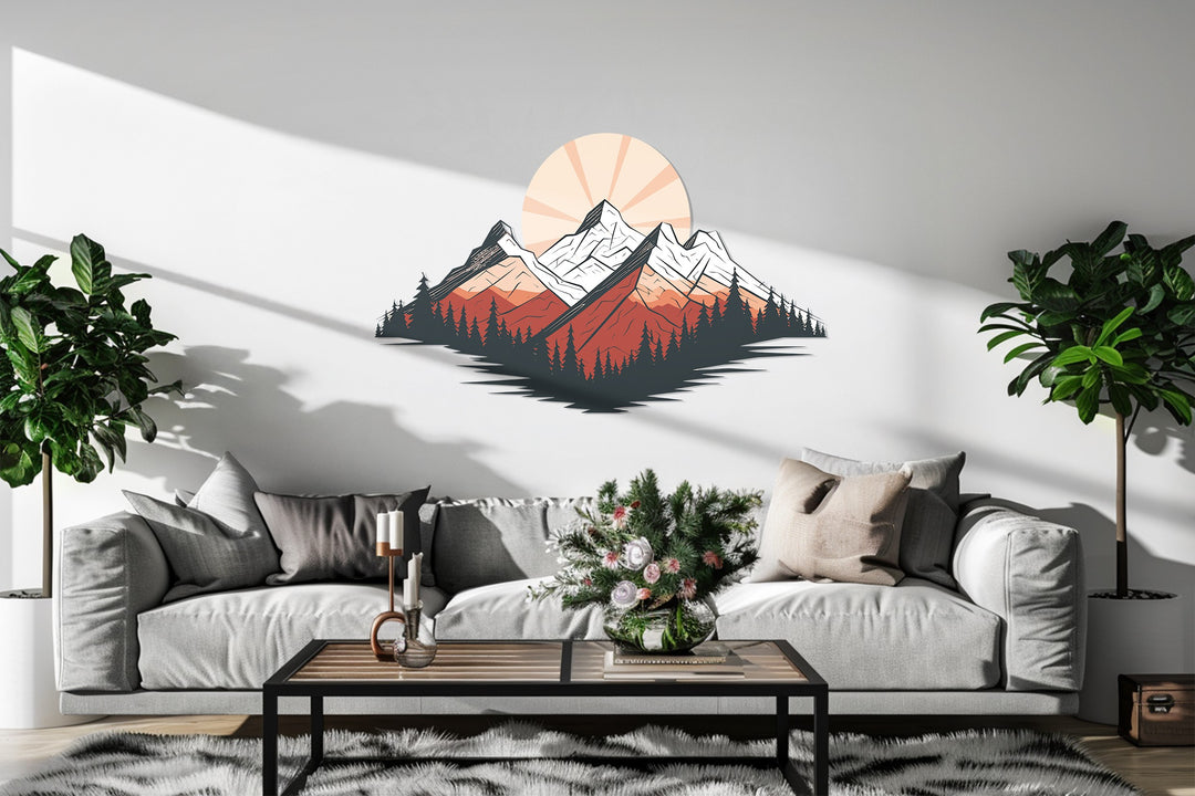 Nature-inspired mountain artwork for living room