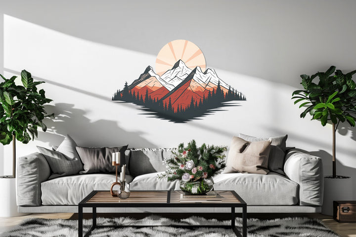 Nature-inspired mountain artwork for living room