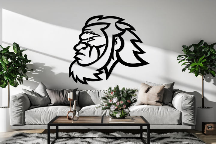 Powerful lion face metal wall art