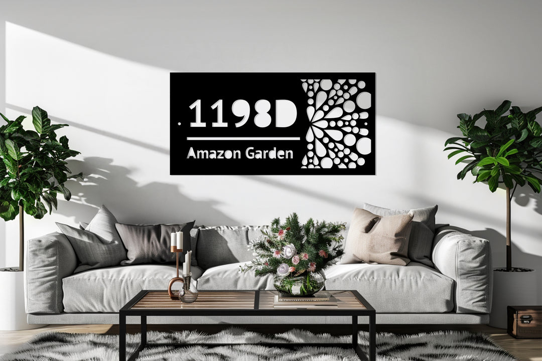 Custom Metal Address Plaque – Modern Raindrop Design House Number Sign