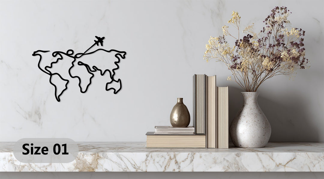 Minimalist travel metal decor