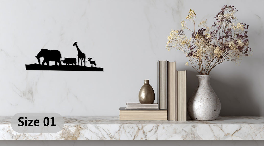 Safari Wildlife Silhouette – African Animals Metal Wall Art