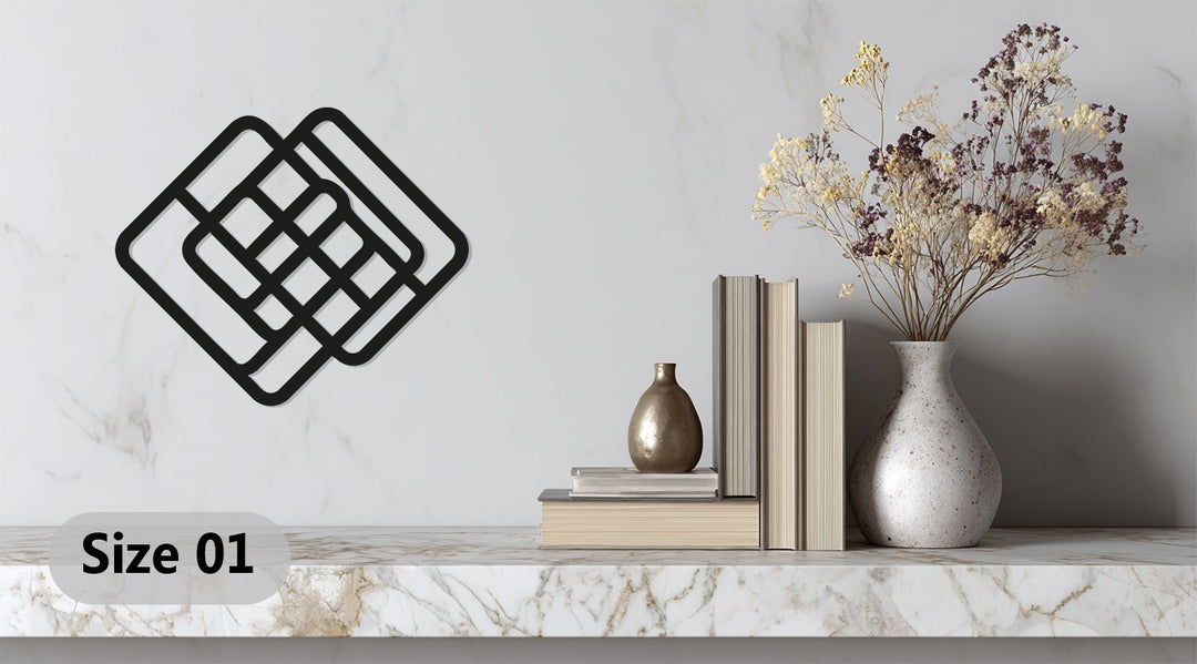 Geometric Woven Squares Metal Wall Art – Modern Abstract Décor