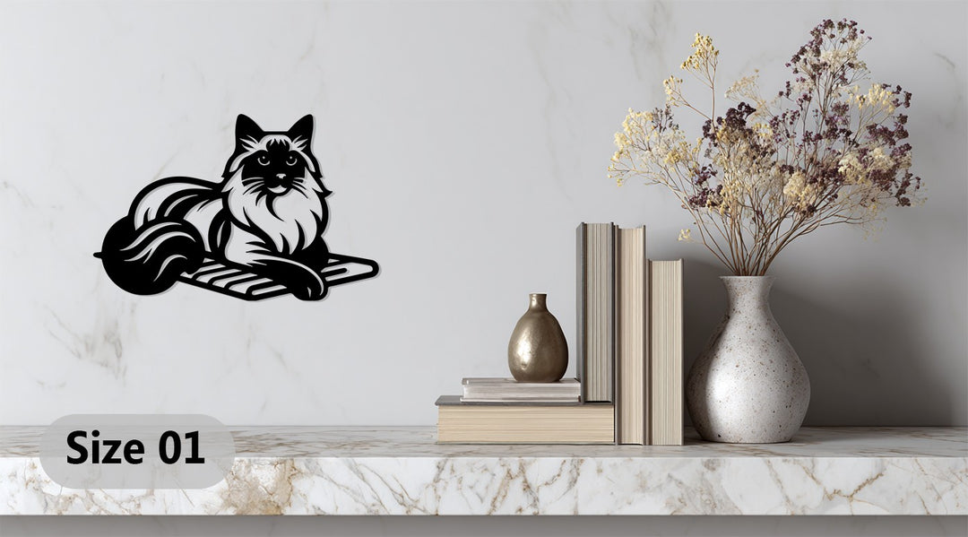 Cat themed metal wall hanging