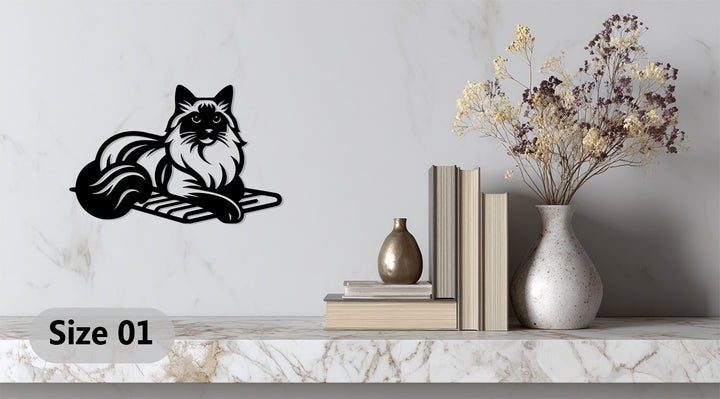 Cat themed metal wall hanging