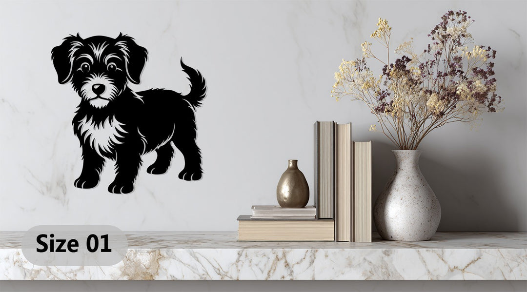 Playful Puppy Silhouette – Dog Metal Wall Art