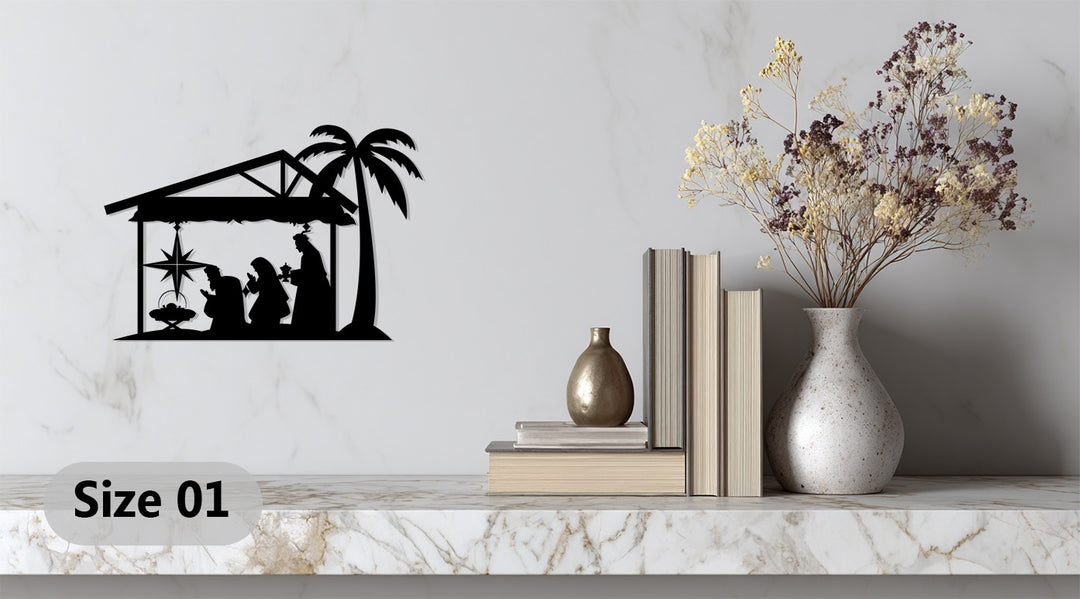 Religious Christmas wall decoration – elegant Nativity metal design