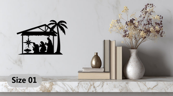 Religious Christmas wall decoration – elegant Nativity metal design