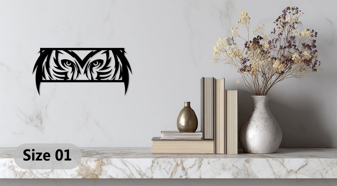 Mystic Owl Eyes Metal Wall Art – Modern Wildlife Decor