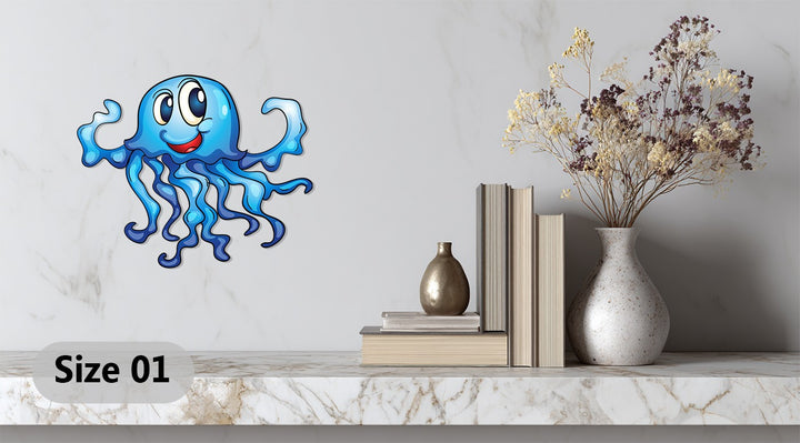 Playful blue ocean creature wall decor