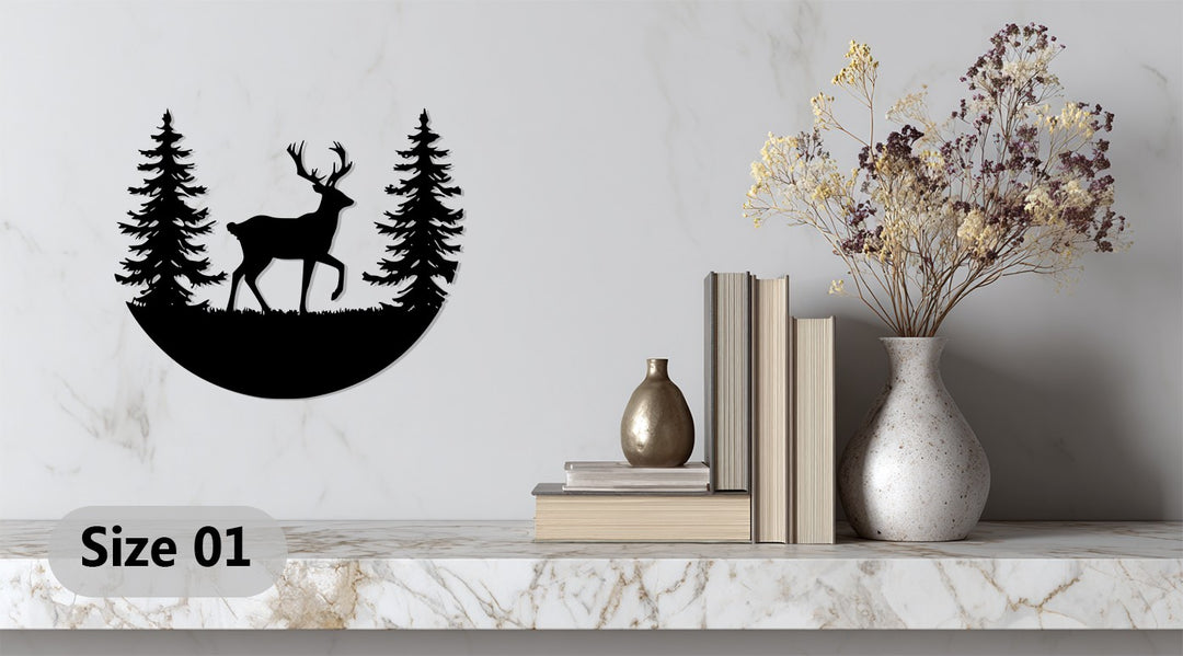 Deer Forest Metal Wall Art – Nature Wildlife Home Decor