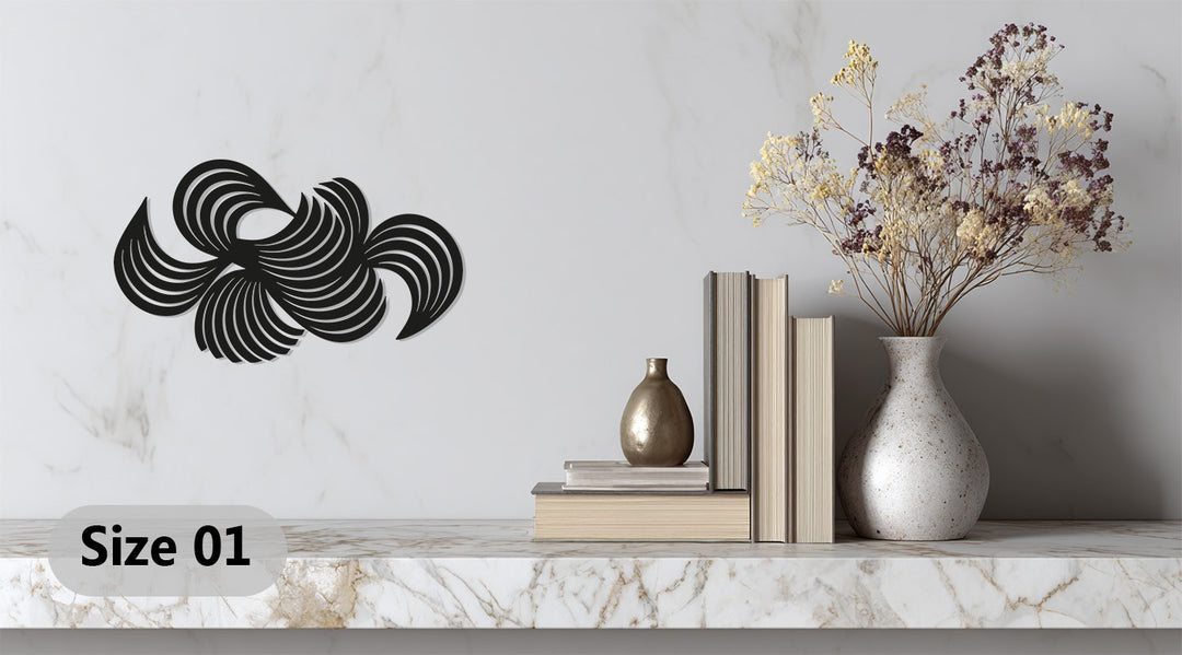 Modern Abstract Swirl Metal Wall Art – Black Geometric Home Décor