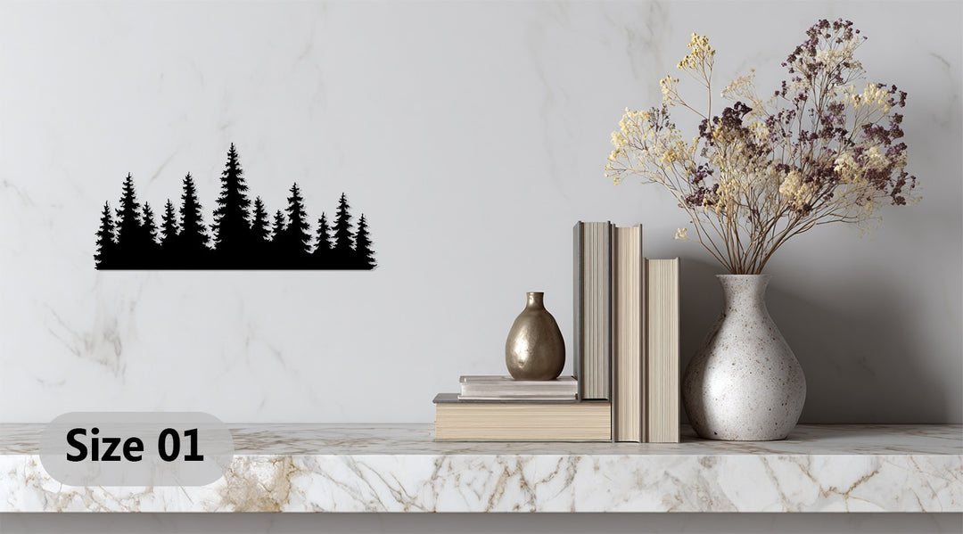 Black pine tree wall décor for modern and cabin interiors