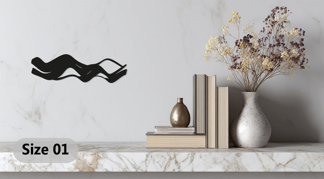 Abstract Waves Metal Wall Art – Modern Minimalist Black Wall Decor