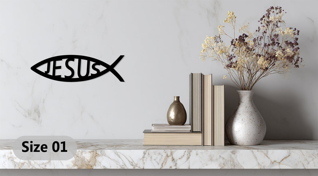 Minimal Christian metal wall decor