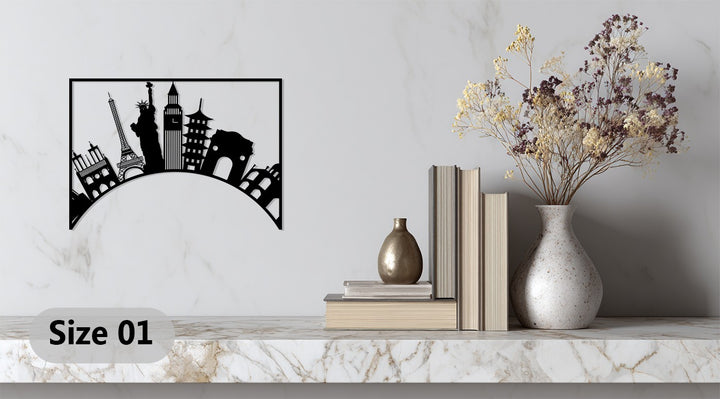 Global travel skyline metal decor