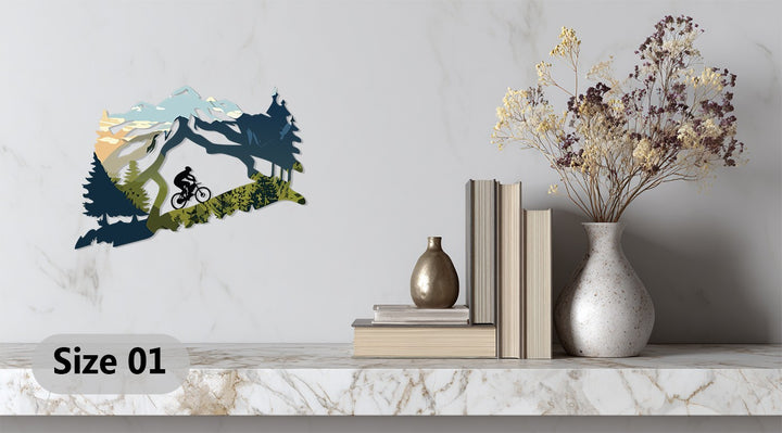 Adventure-themed metal wall art for bikers