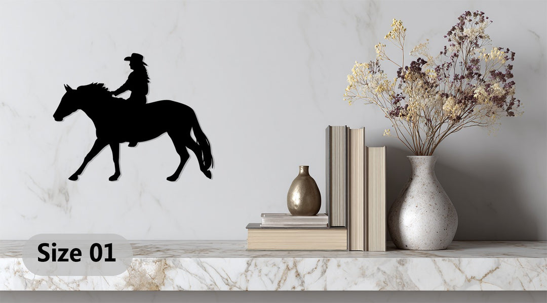 Western-Cowboy-Silhouette – Pferd & Rodeo Metall Wandbilder