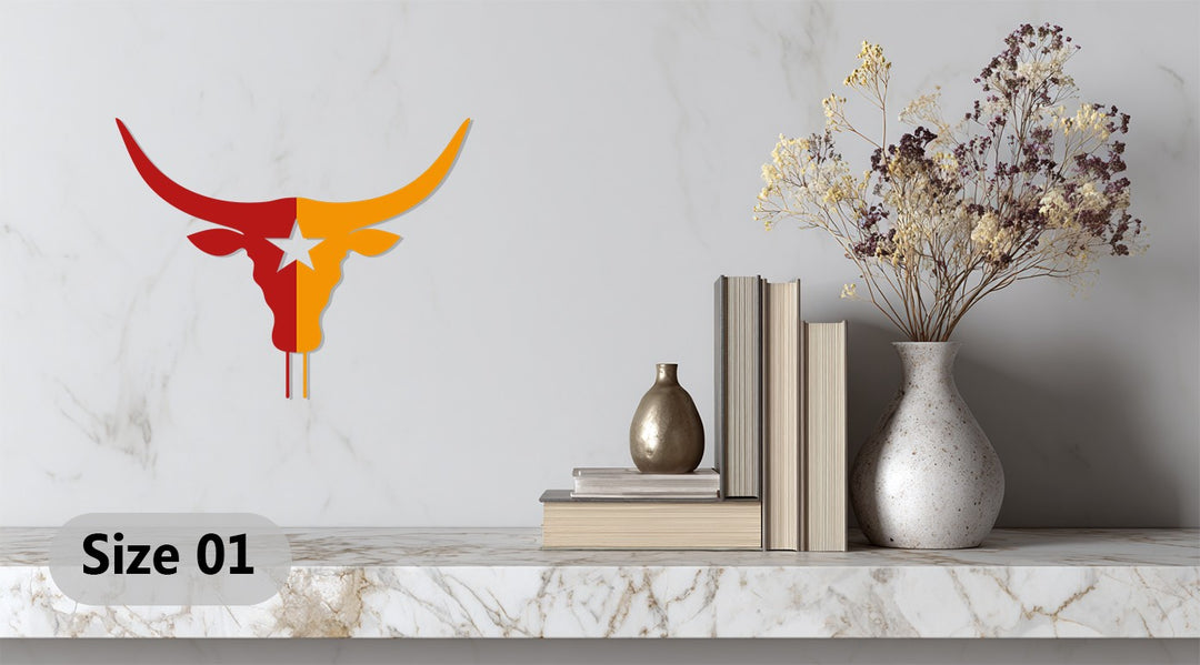 تكساس لونغ هورن ستار – غربي فن جداري معدني