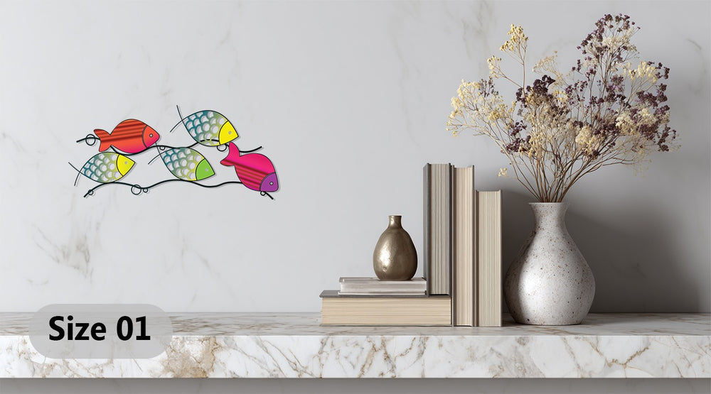 Abstract ocean-inspired fish wall decor