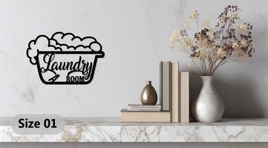 Laundry Room Metal Wall Art with UV Print – Vintage Wash Tub Design