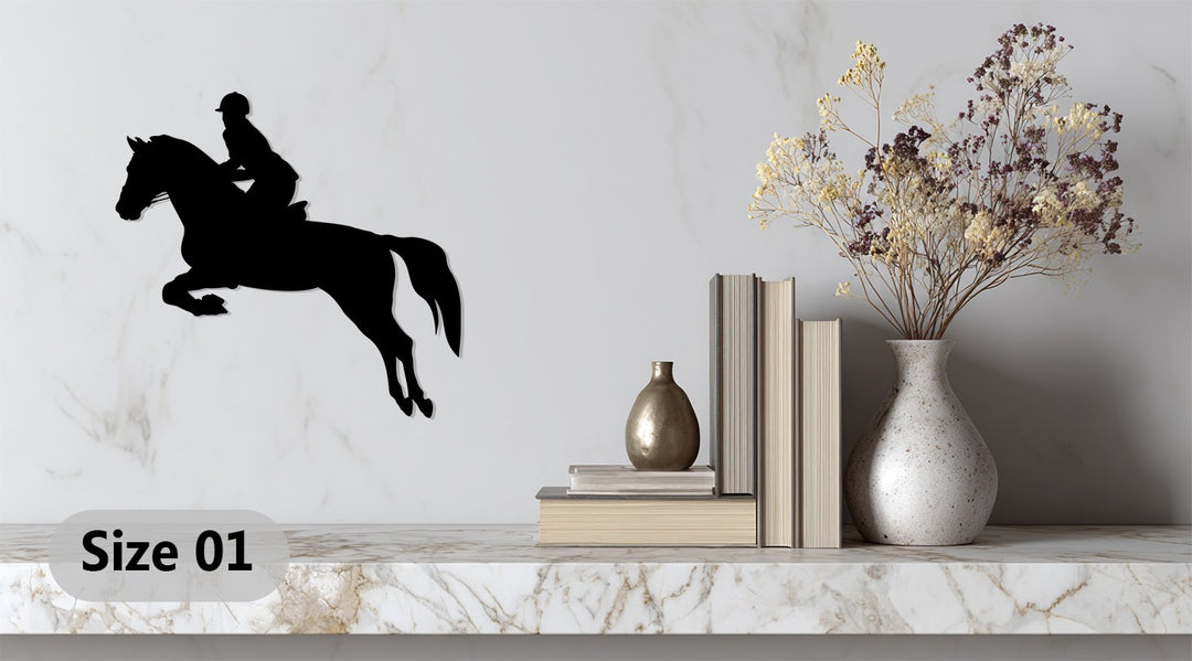 Horseback rider jumping wall decor