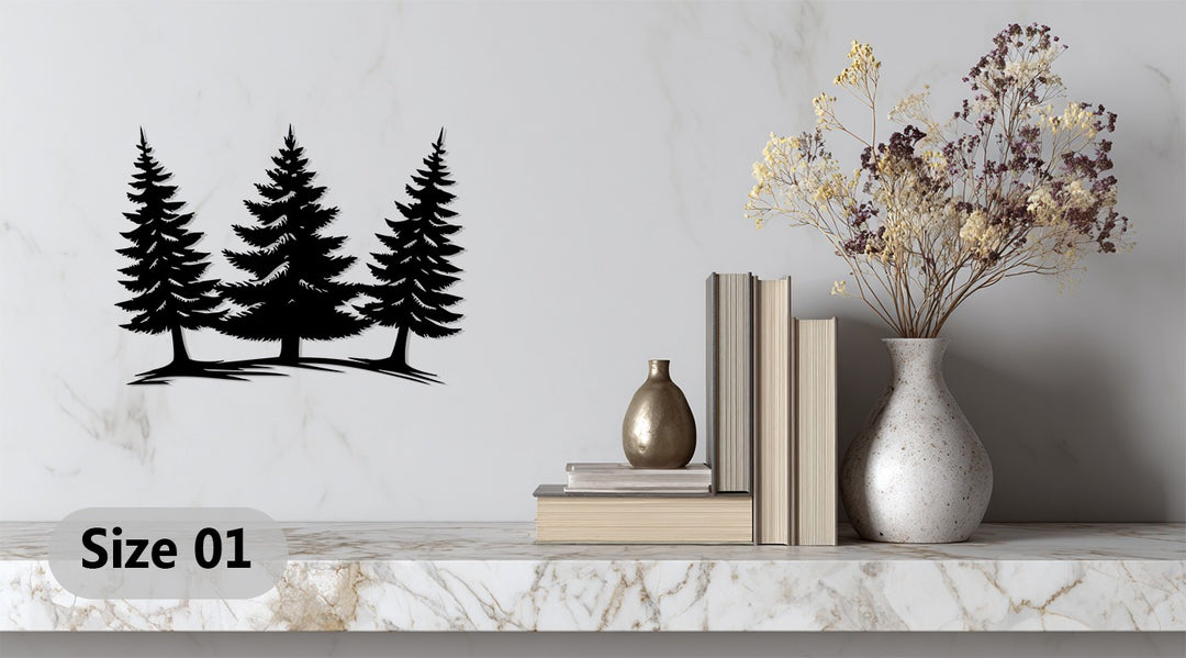 Evergreen Serenity – Pine Forest Metal Wall Art