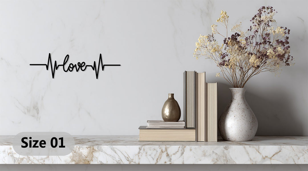 Minimal heartbeat love wall decoration
