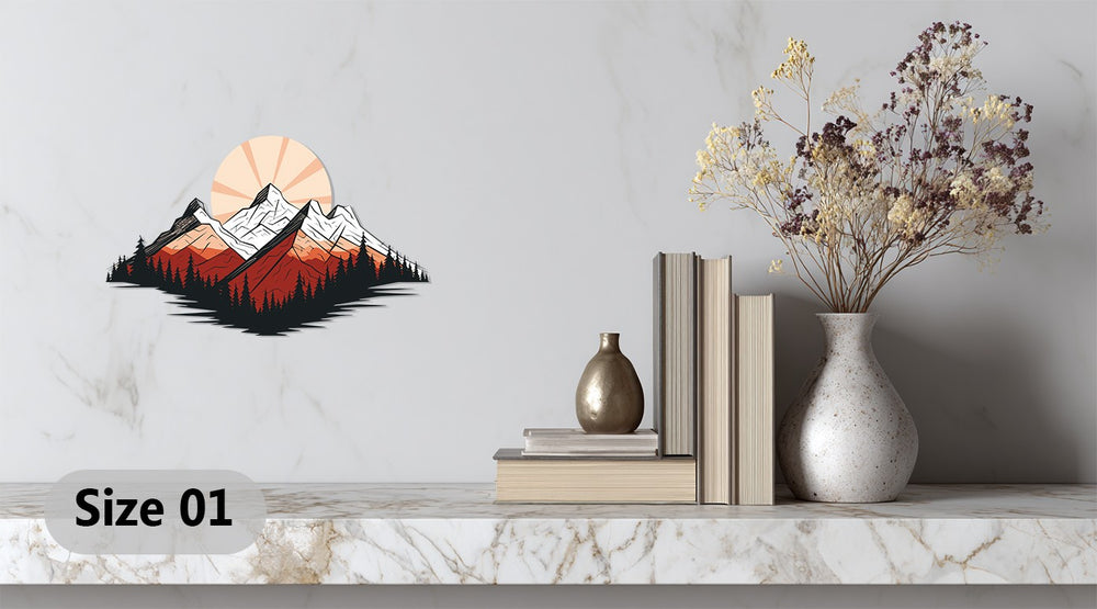 Modern mountain and forest metal wall decor