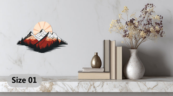 Modern mountain and forest metal wall decor