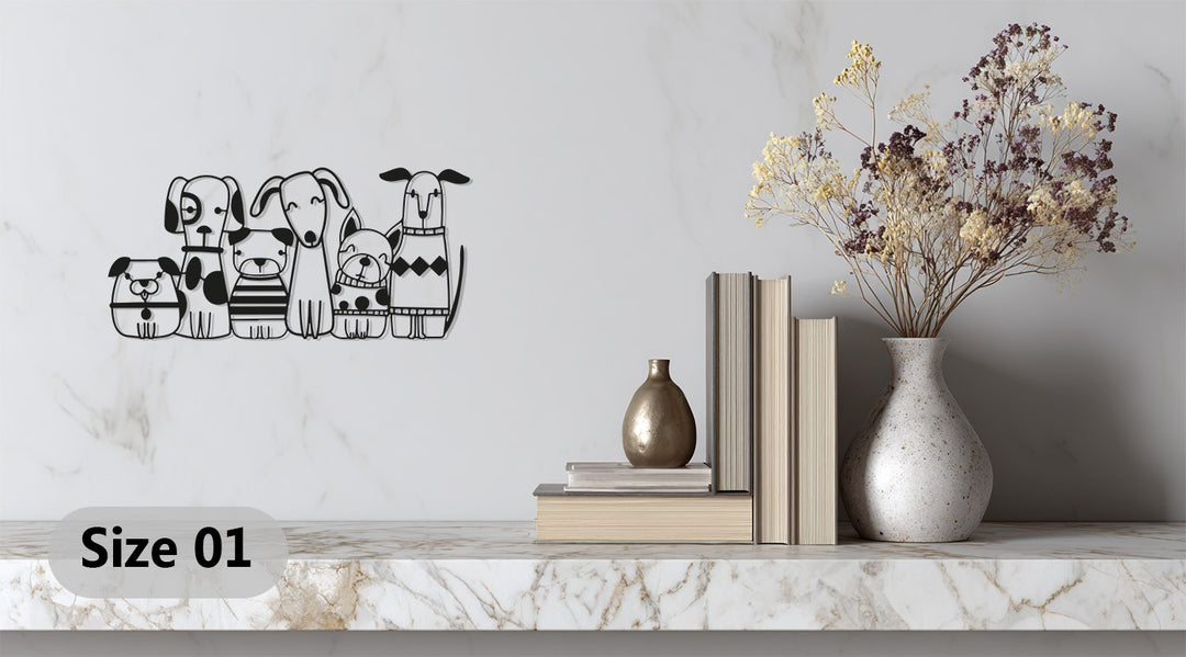 Playful Dogs Metal Wall Art – Puppy Silhouette Design