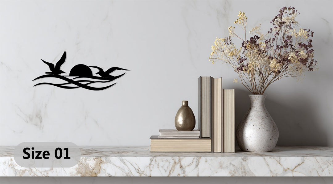 Sunset Birds Metal Wall Art – Modern Coastal Home Décor