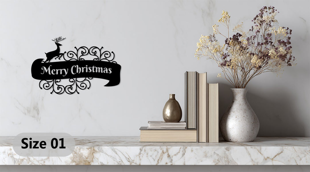 أناقة احتفالية – غزلان عيد الميلاد المجيد فن جداري معدني