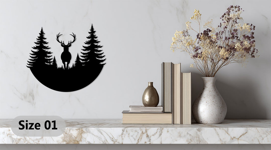 Majestic Deer in Forest Metal Wall Art – Rustic Nature Décor