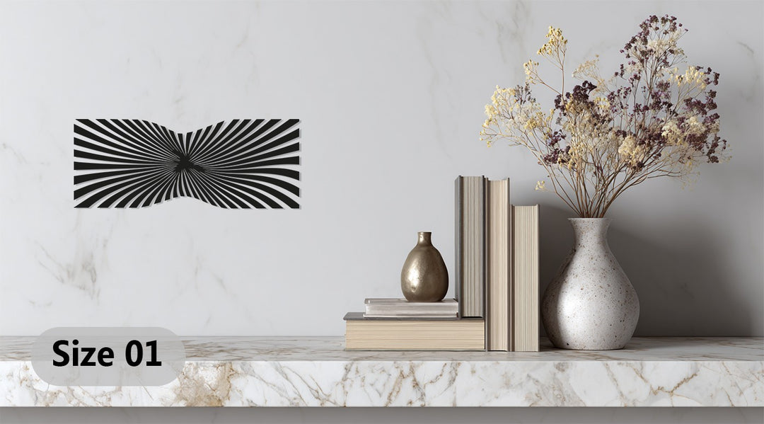 Optical Illusion Metal Wall Art – Modern Black Geometric Décor