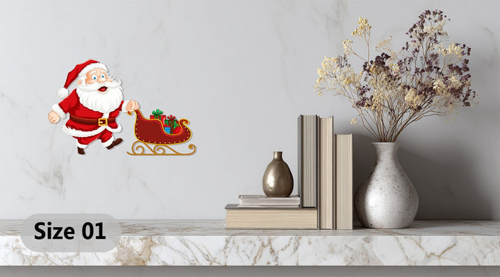 Colorful Santa and sleigh wall décor – cheerful Christmas art
