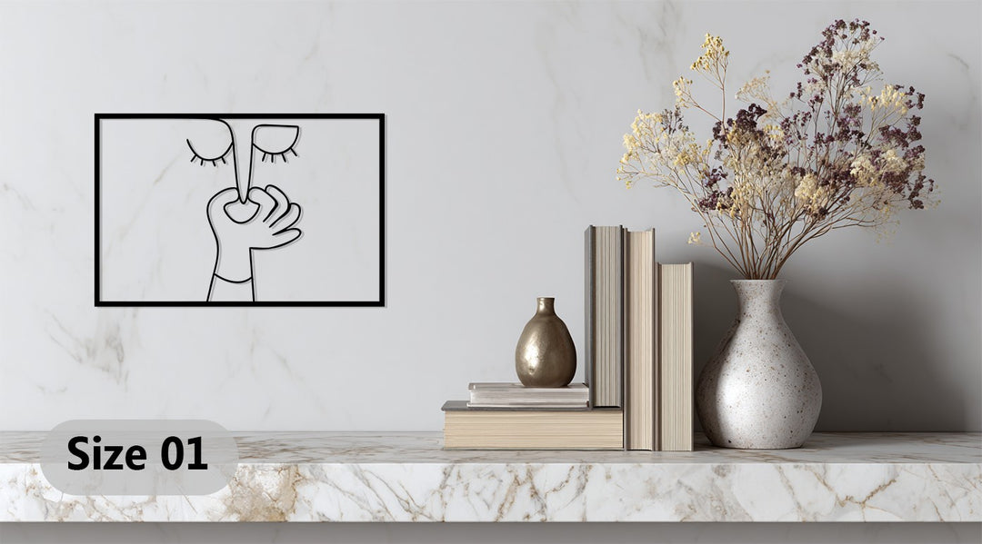 Abstract Silence Face – Modern Red Metal Wall Art