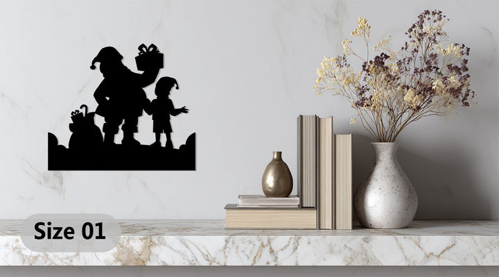 Heartwarming holiday wall art – Santa Gift Moment metal design