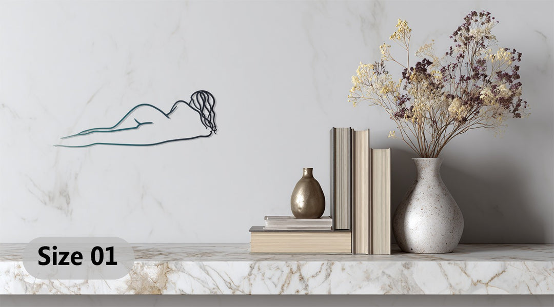 Reclining Grace – Minimalist Female Silhouette Metal Wall Art