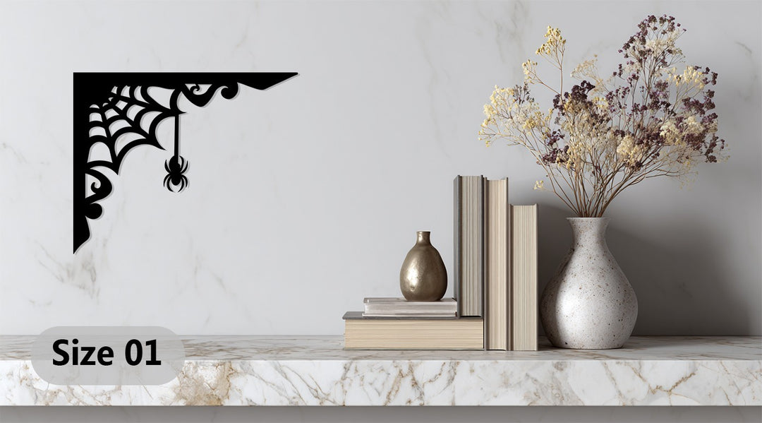 Spider Web Corner – Gothic Spider Metal Wall Art