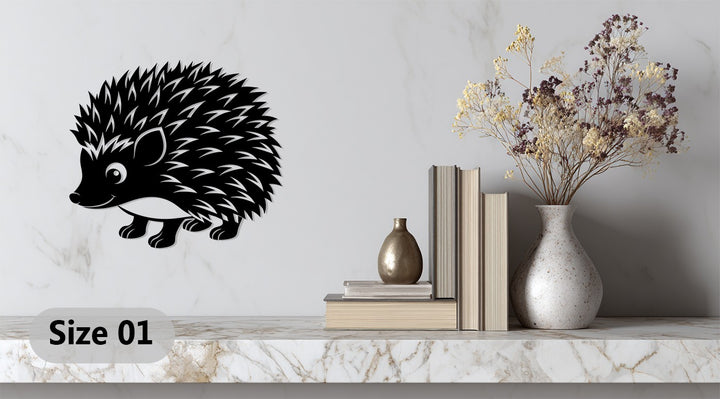 Animal silhouette wall art featuring playful hedgehog design