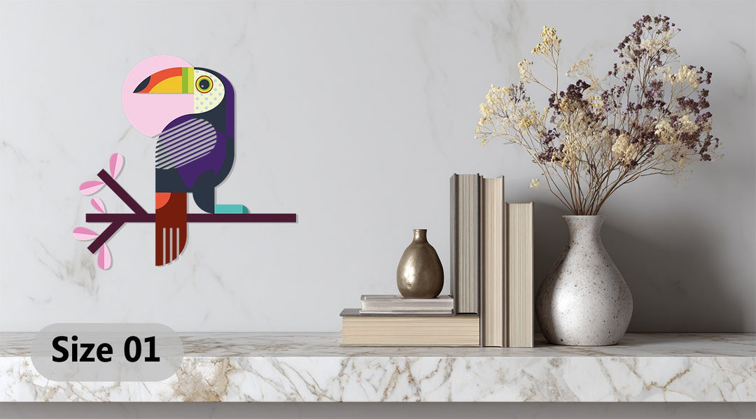 Modern Toucan Metal Wall Art – Colorful Geometric Bird Home Decor