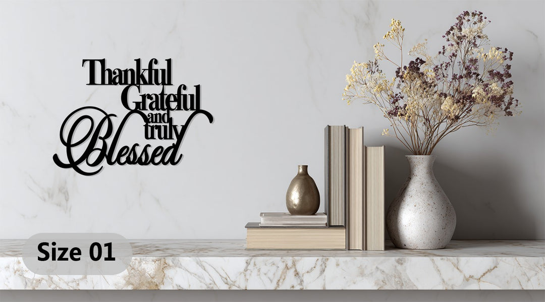 Thankful Grateful Blessed Metal Wall Art – Inspirational Home Decor