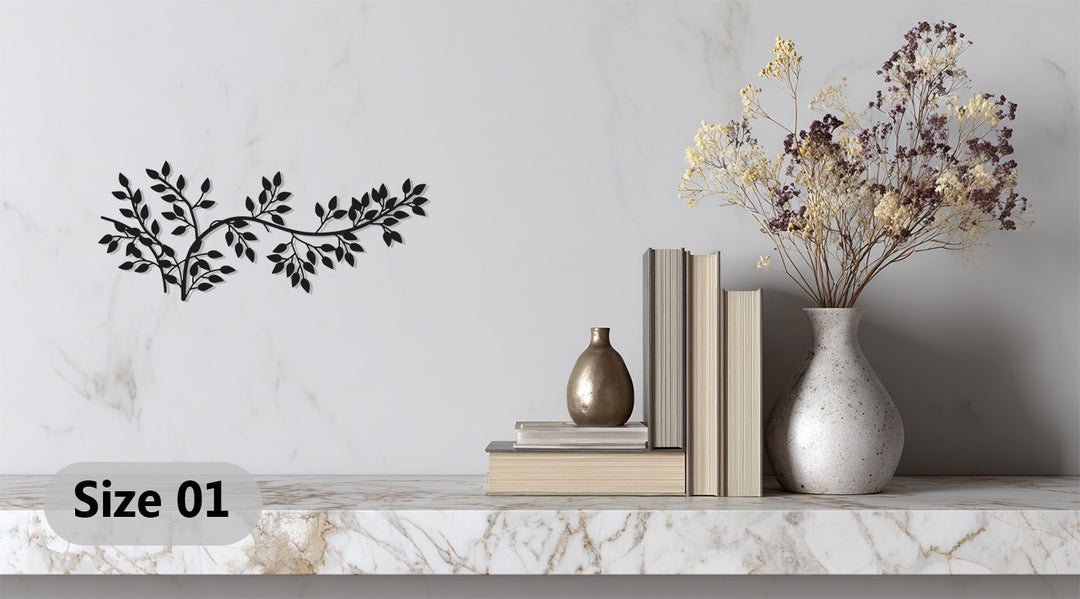 Leaf Branch Metal Wall Art – Minimalist Botanical Design