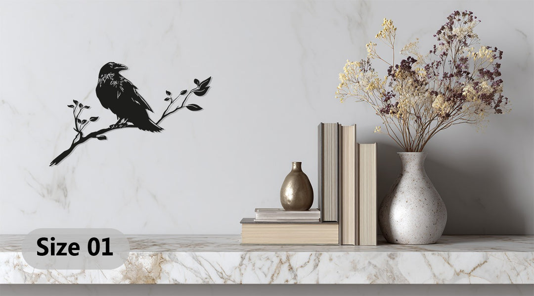 Raven Metal Wall Art – Bird Silhouette Decor