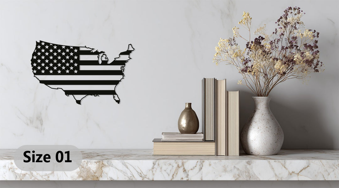 USA Map Metal Wall Art – American Flag Design