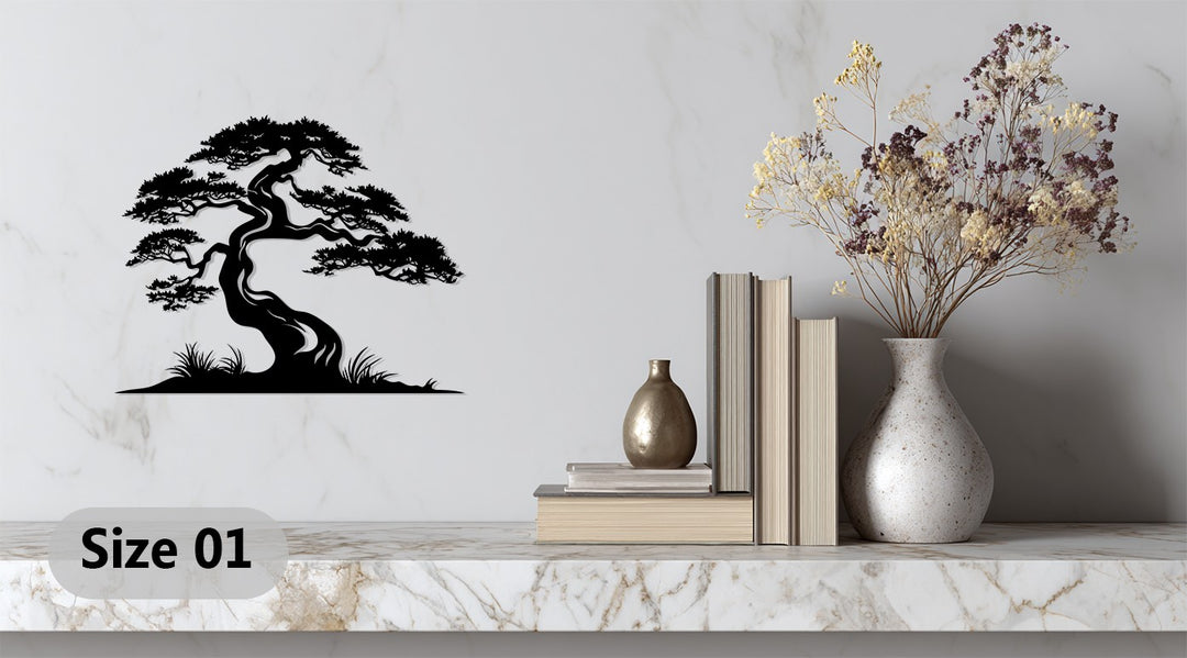 Zen Harmony Bonsai – Japanese Tree Metal Wall Art