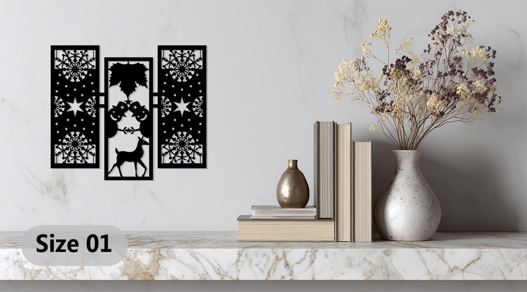 بهجة الشتاء – رجل الثلج ورنة عيد الميلاد فن جداري معدني